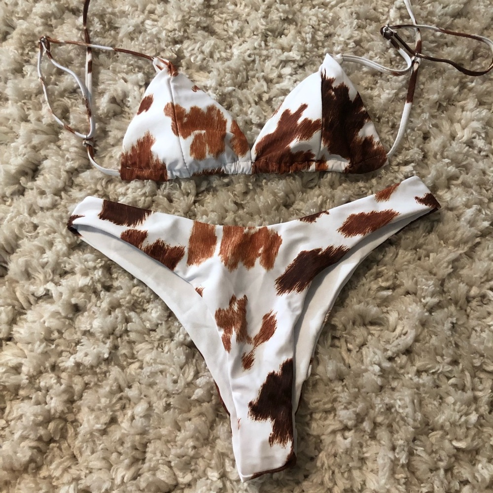 shein cow print bikini